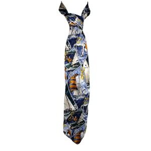 Vtg Polo Ralph Lauren Nautical Sailing Boating Silk Tie 56 x 3 7/8 Multi Colors
